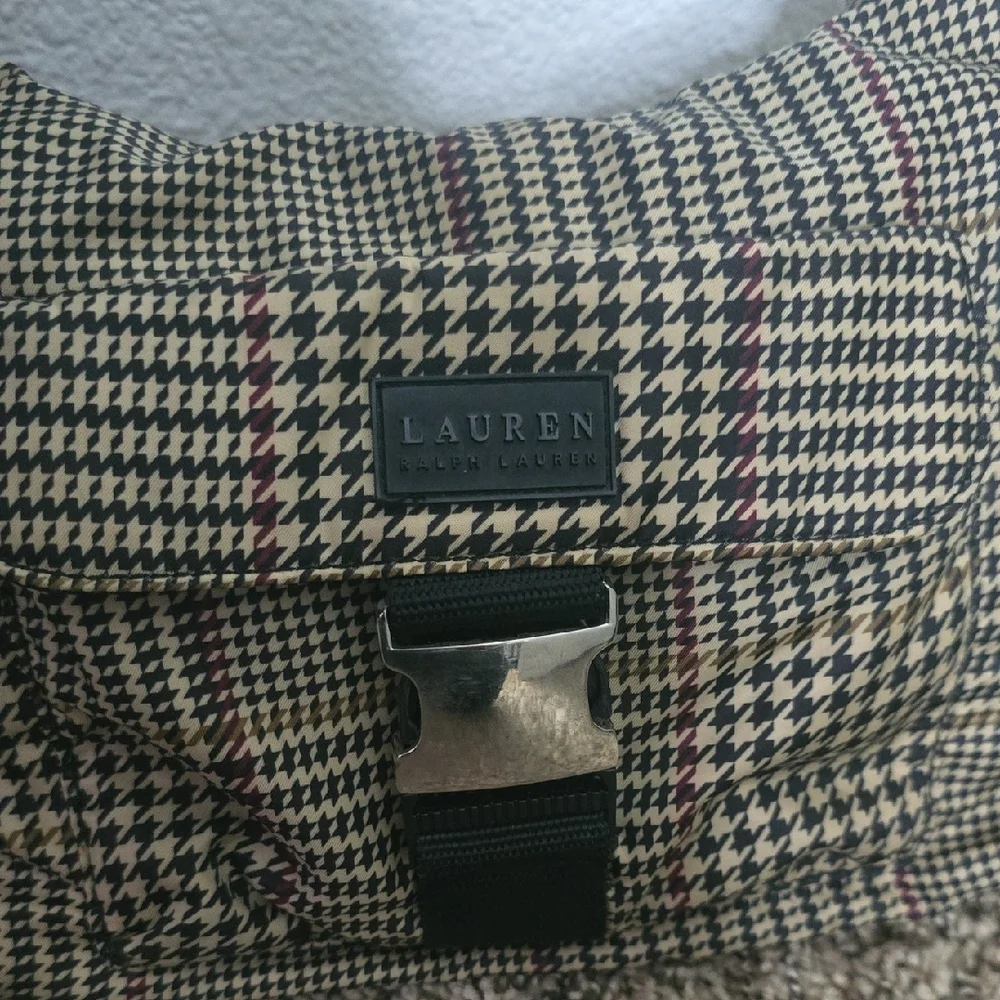 Ralph Lauren Nylon Colorful Houndstooth Shoulder Hobo Bag (EUC)🩶🤎🖤
